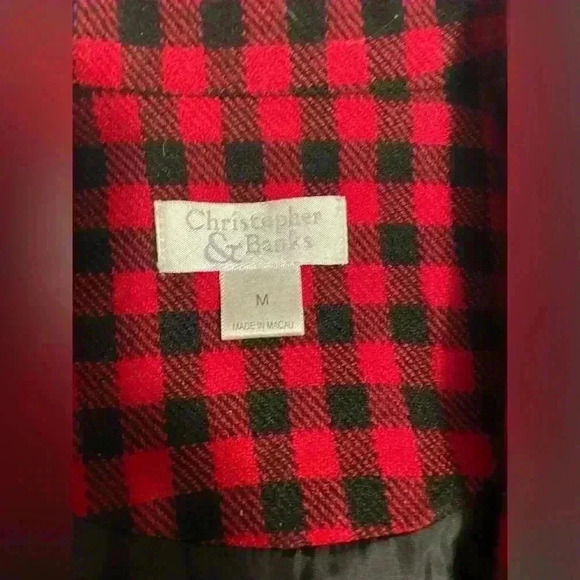 Red and black gingham jacket with 2 front working pockets, size M - Picture 2 of 6